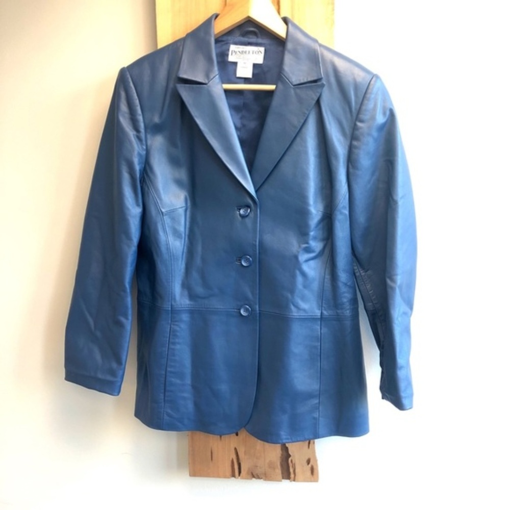 2/$30 🎀 Pendleton Blue Leather Jacket Petite M